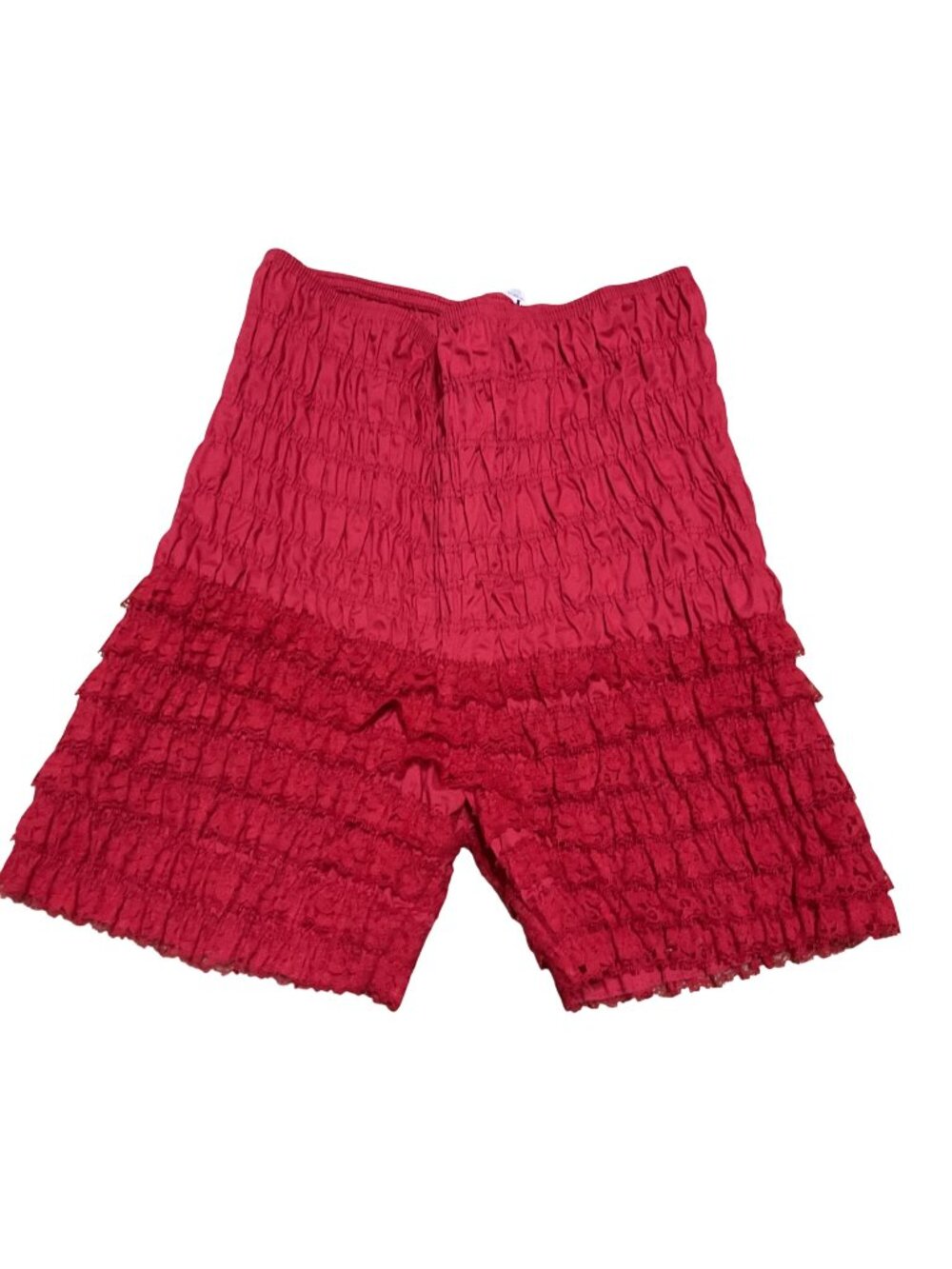 Vtg Malco Modes Red Bloomers Sz XL Ruffled Lace Smocked Elastic Waist USA Made